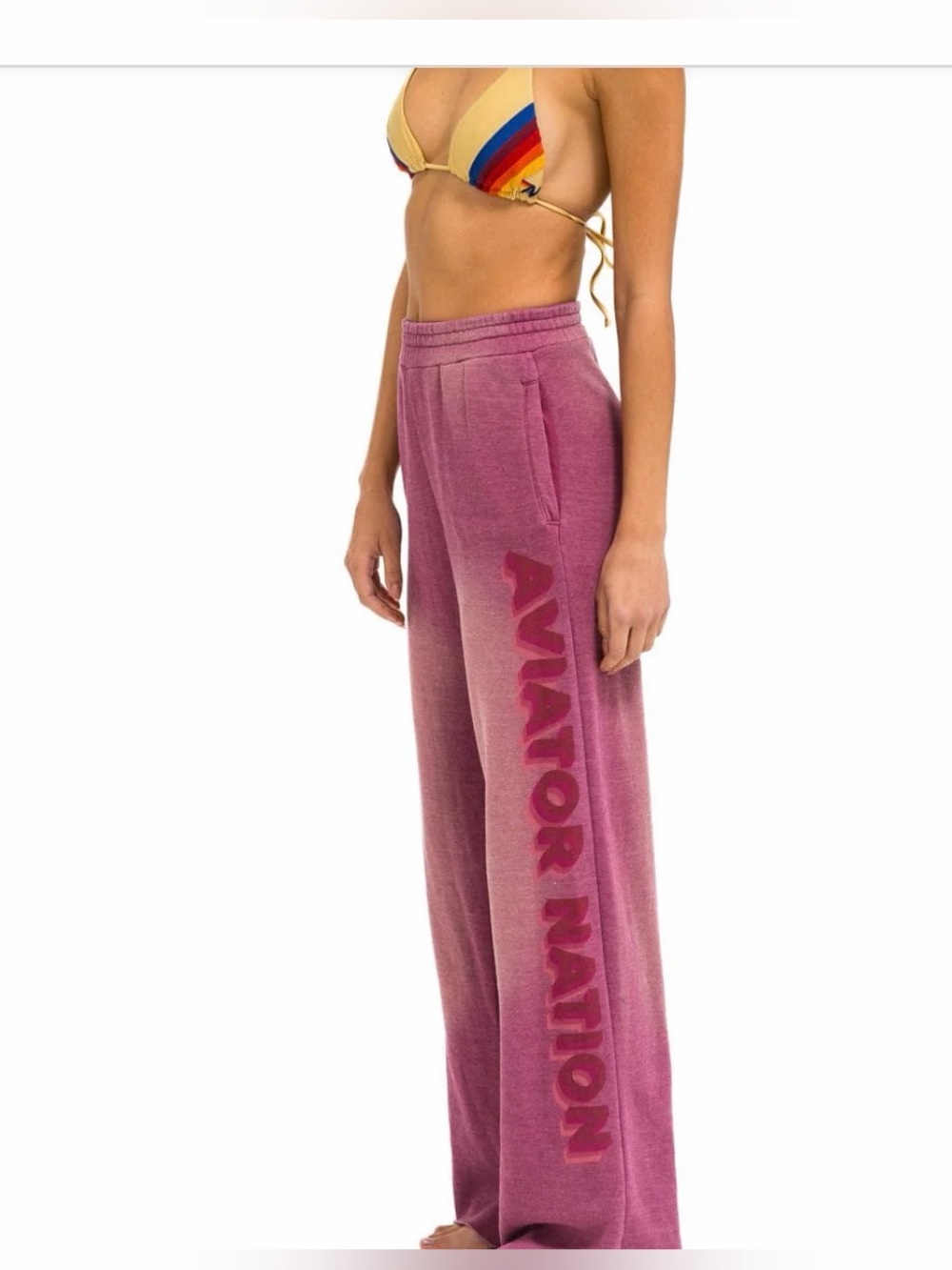 Aviator Nation 3D Wide‑Leg Pocket Sweatpants